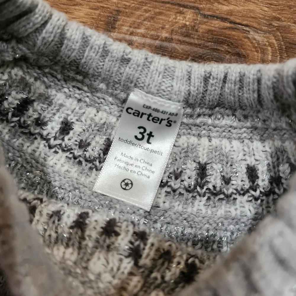 Carters Gray Sweater Dress Toddler Girl Knit 3T B0101